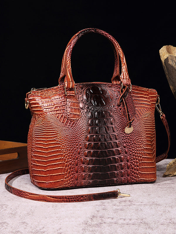 Alligator Print Pleated Split-Joint Handbags Bags