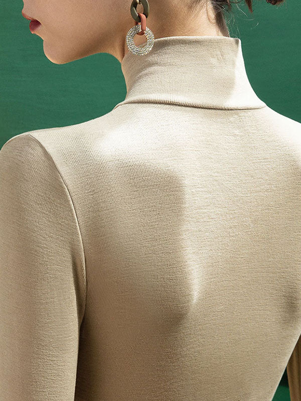 Solid Color Long Sleeves Skinny V-neck T-Shirts Tops