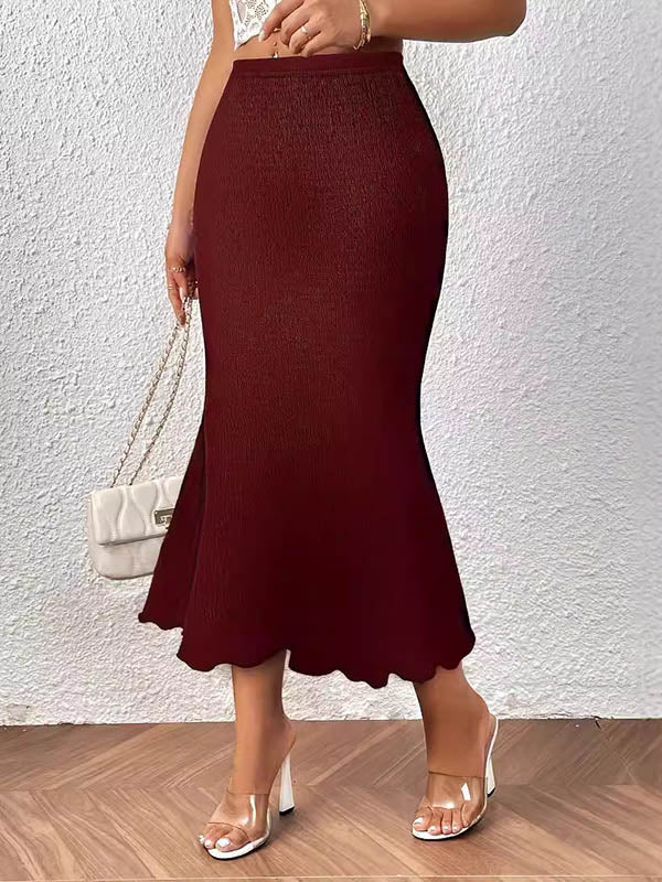 Elasticity Solid Color High Waisted Loose Skirts
