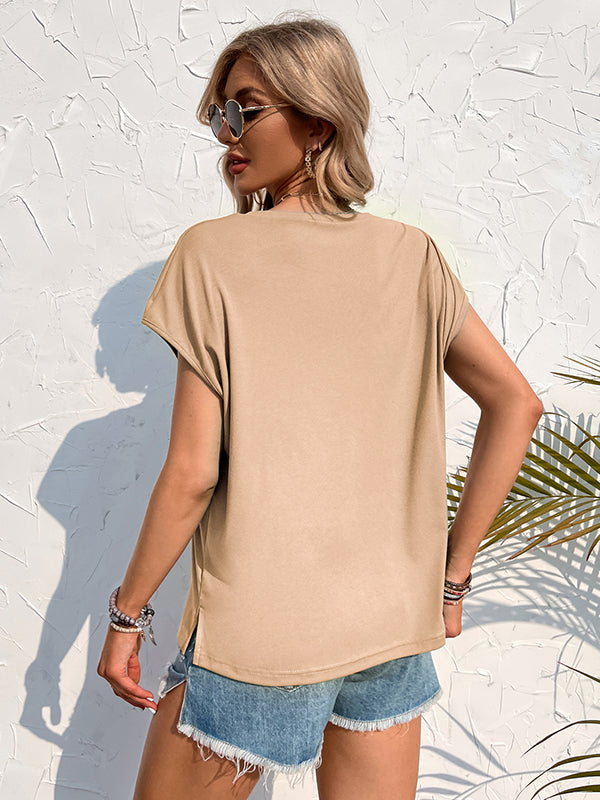 Simple Casual 5 Colors Round-Neck Short Sleeves T-Shirt Top
