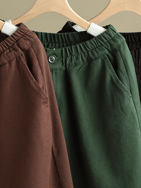 Simple Wide Leg Loose Solid Color Casual Pants Bottoms