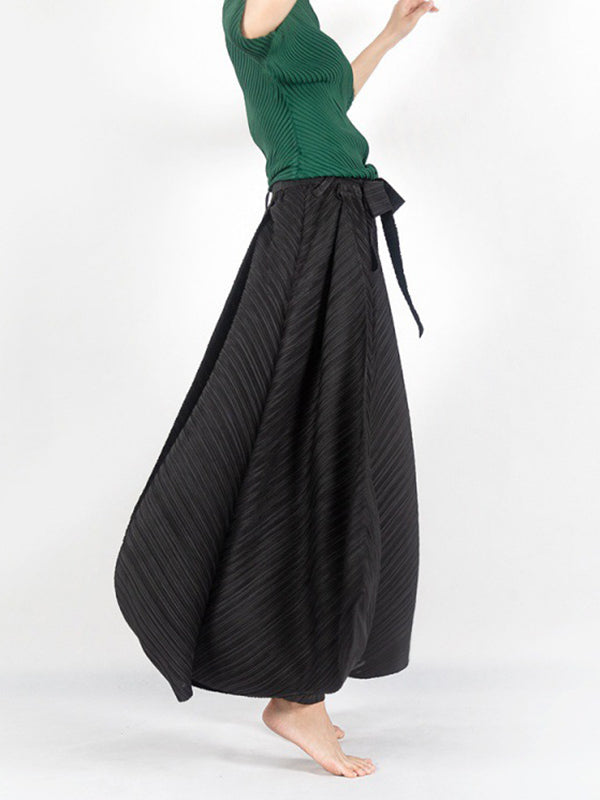 Simple Wide Leg Loose Pleated Solid Color Casual Pants Bottoms