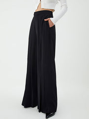 Pleated Solid Color High Waisted Loose Suit Pants