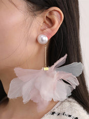 Three-Dimensional Flower Drop Earrings