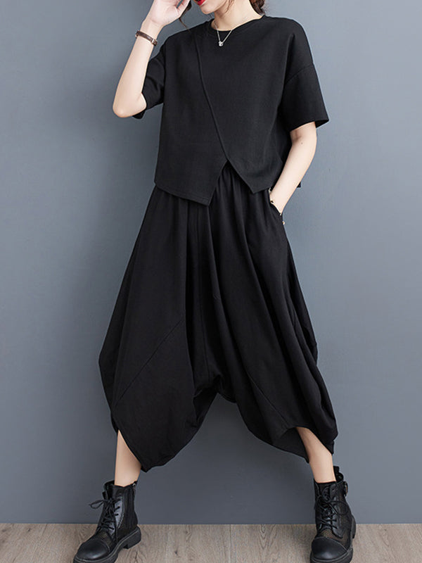 Split-Joint Harem Pants Irregular Clipping Casual Pants Bottoms