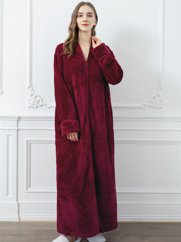 Comfortable Solid Flannel Pajama Robe