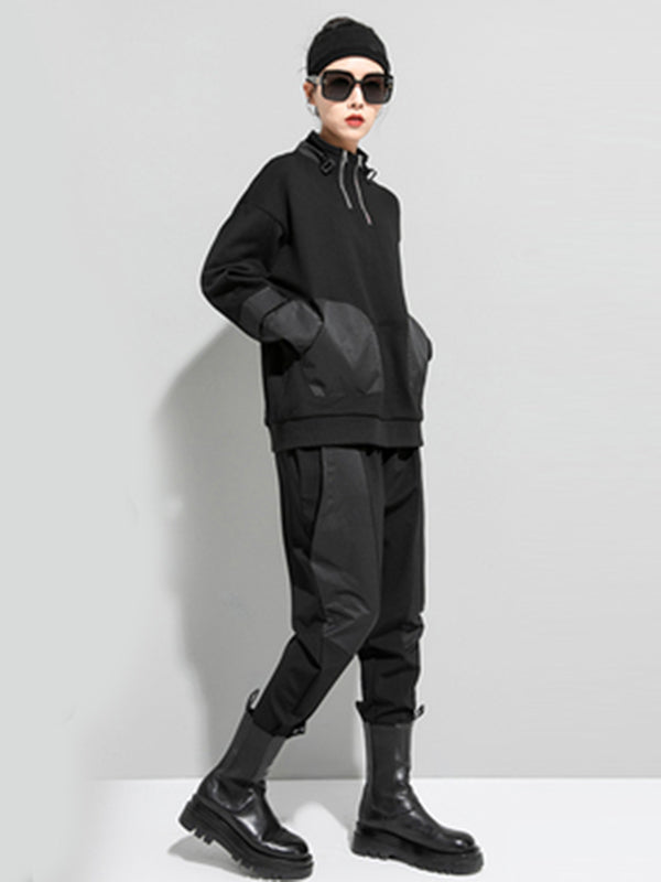 Urban Punk Stand Collar Split-Joint Zipper Sweatshirt