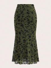 Elasticity Flower Print Bodycon High Waisted Skirts