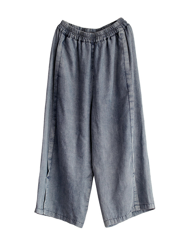 Elasticity Split-Joint Split-Side Loose Wide Leg Jean Pants Bottoms
