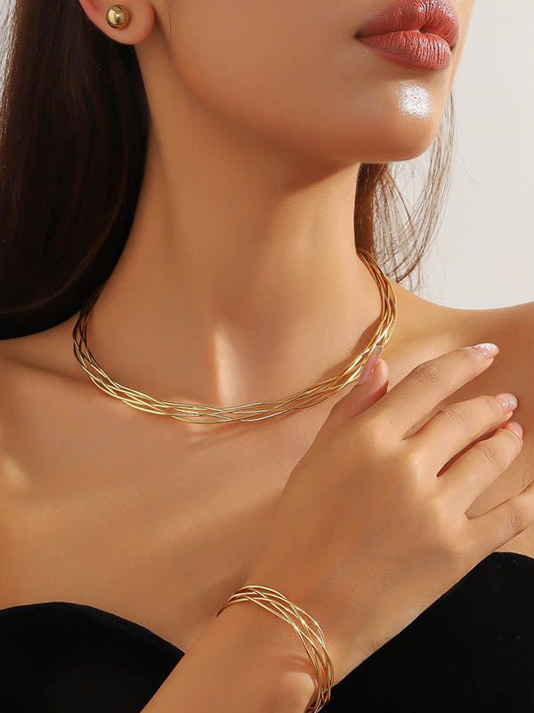 Geometric Hollow Solid Color Necklaces Accessories Bracelet Accessories