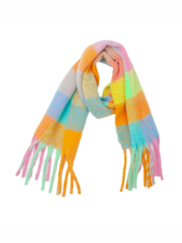 Keep Warm Plaid Tasseled Thick Shawl&Scarf