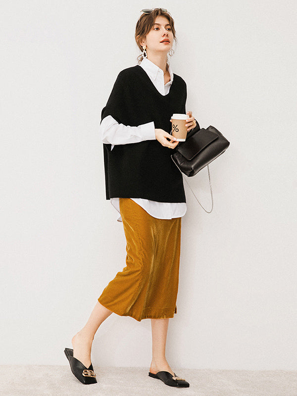 Casual Loose Solid Color V-Neck Vest Top