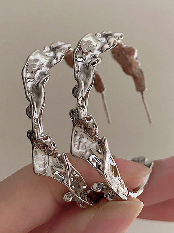 Hood Pleated Solid Color Irregularity Earrings Accessories