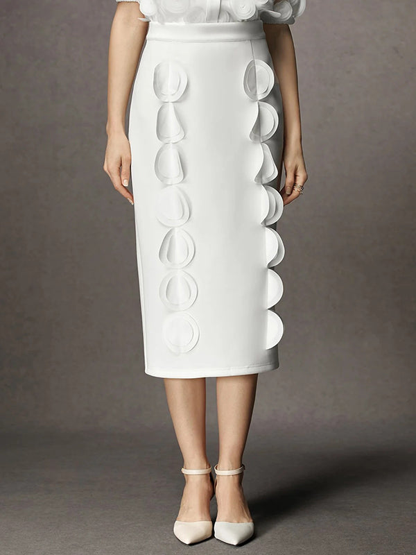 Solid Color Split-Joint High Waisted Loose Skirts