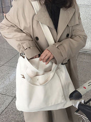Simple Casual Solid Color Canvas Sling Bag