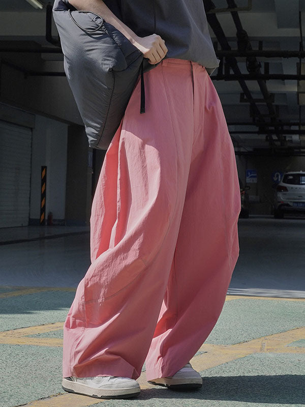 Solid Color Split-Joint Loose Wide Leg Trousers Casual Pants Bottoms