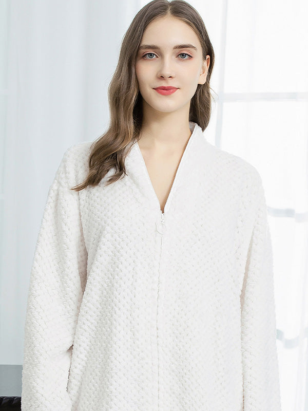 Comfortable Solid Flannel Pajama Robe