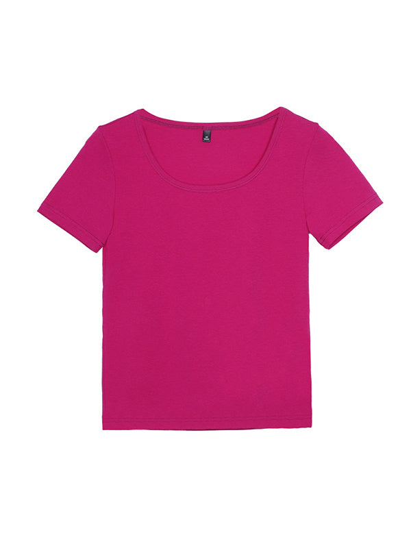 Solid Color Plus Size Short Sleeves Round-neck T-Shirts Tops