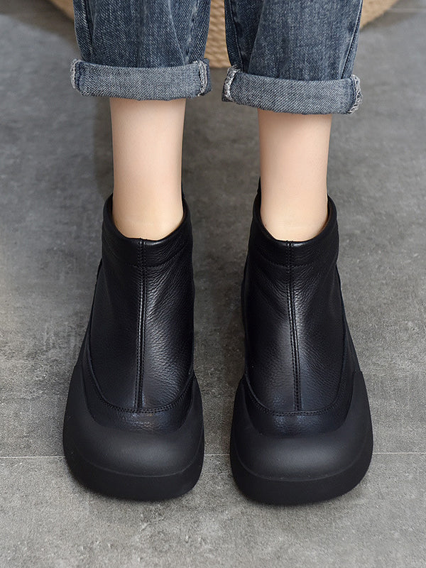 Round-Toe Zipper Boots