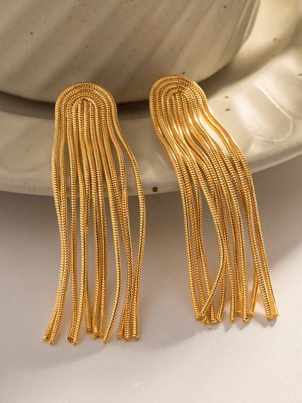 Solid Color Tasseled Earrings Accessories Drop Earrings