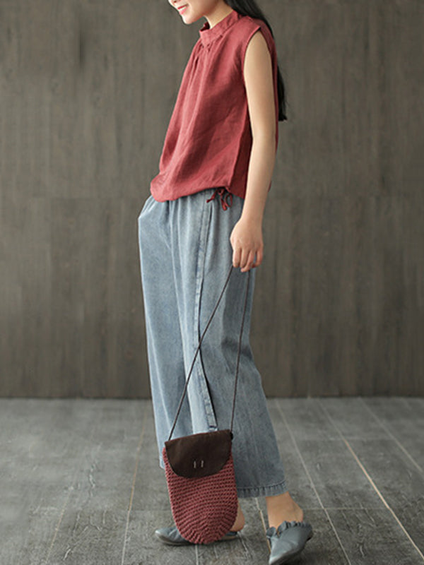 Elasticity Split-Joint Split-Side Loose Wide Leg Jean Pants Bottoms