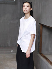 Cropped Wrinkle Solid T-shirt