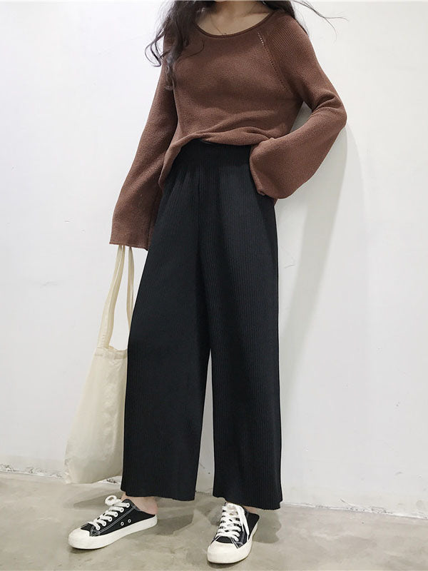 Urban Loose Wide Leg Solid Color Pants