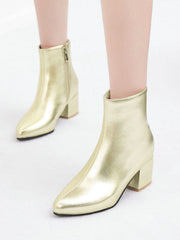 Pointed-Toe Ripped Split-Joint Pumps Chelsea Boots