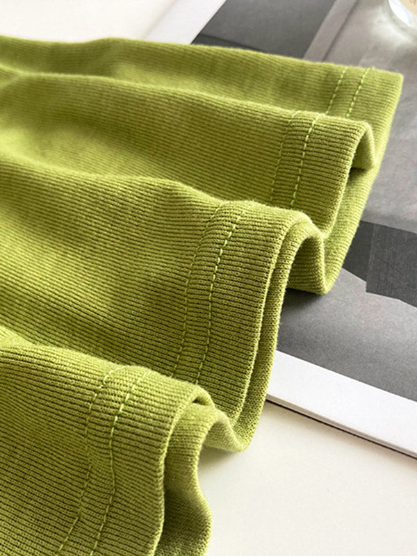 Simple Solid Color Square-Neck Long Sleeves False Two Base Shirt