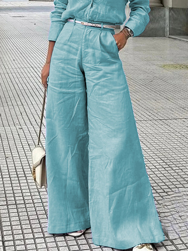 High Waisted Loose Solid Color Split-Joint Pants Trousers