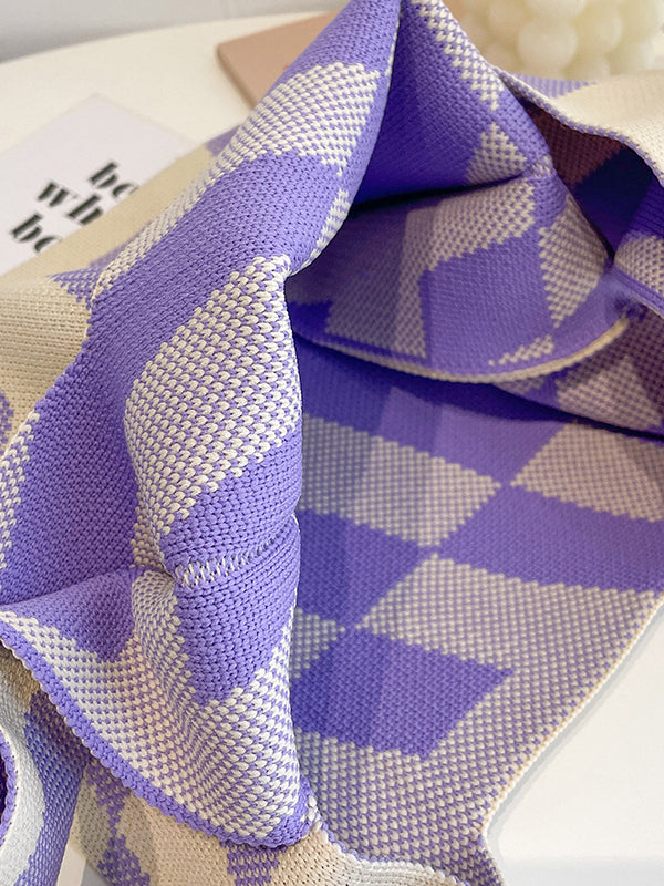 Contrast Color Letter Print Woven Handbag Bags