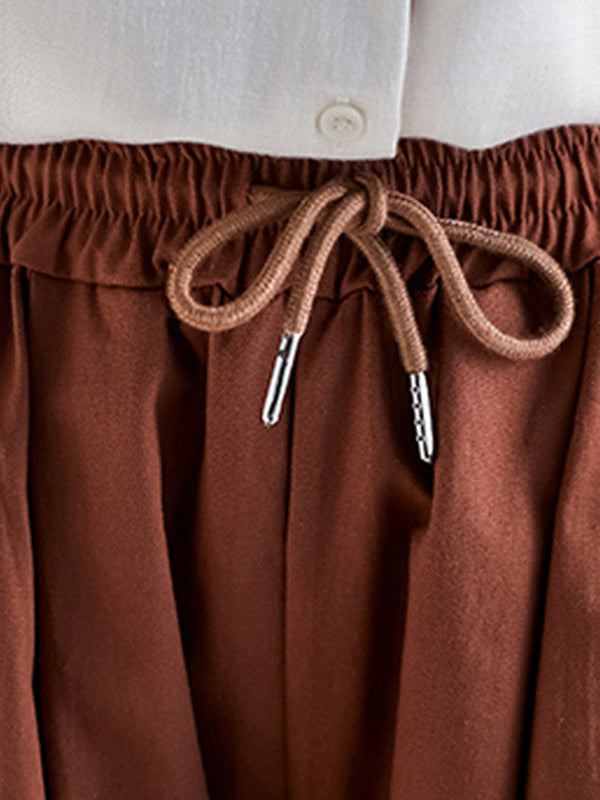 Urban Drawstring High Waisted Wide Leg Pants Culotte