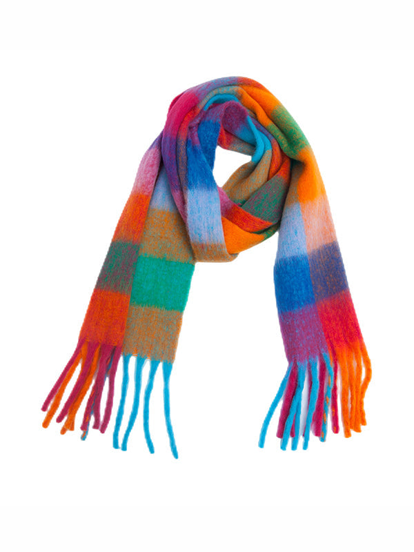 Keep Warm Plaid Tasseled Thick Shawl&Scarf