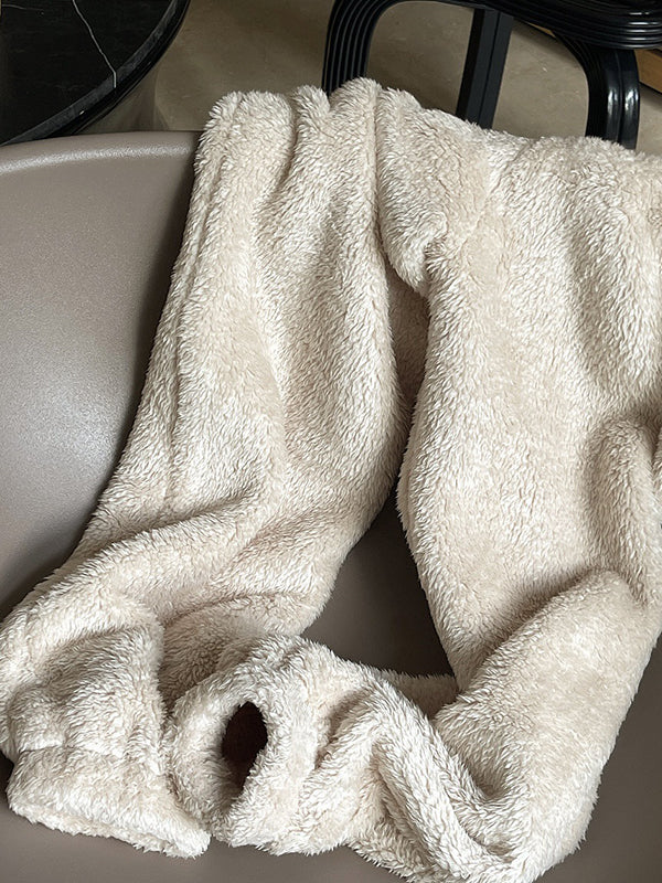 Casual Loose Velvet Thickened Keep Warm Solid Color Pants