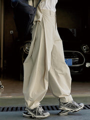 High-Waisted Pleated Solid Color Loose Wide Leg Trousers Casual Pants Bottoms
