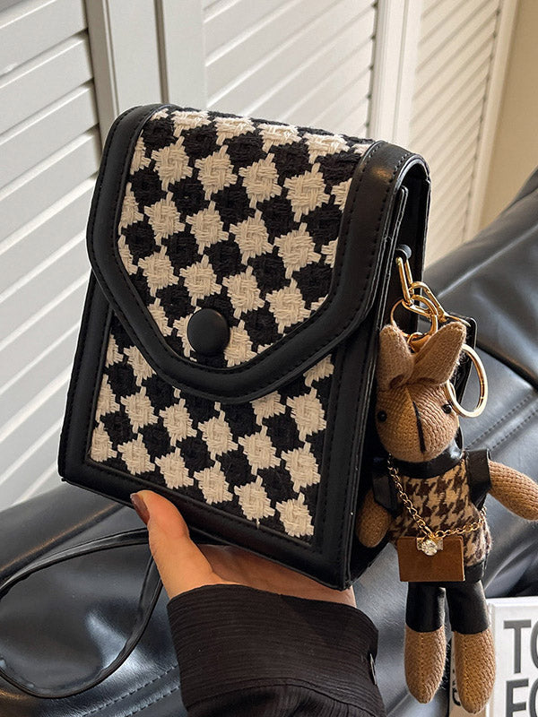 Checkerboard Contrast Color Crossbody Bags Bags