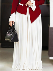 Loose Wide Leg Pleated Solid Color Culotte Pants