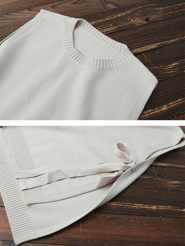Vintage Split-side Bandage Knitting Vest