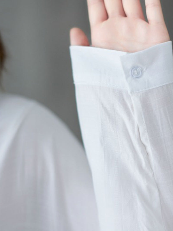 Casual Long Sleeves Loose Solid Color Round-Neck Maxi Dresses