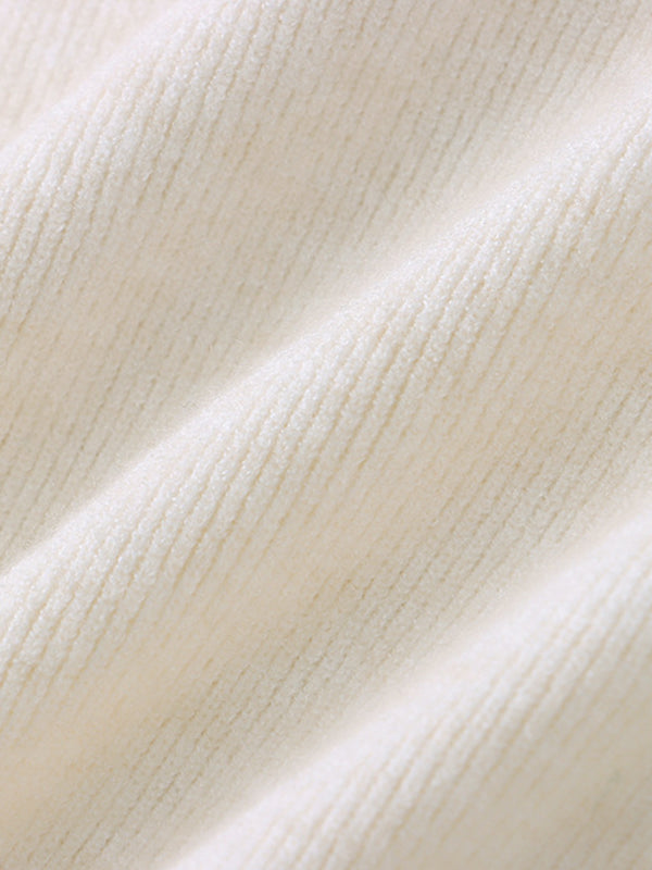 Buttoned Split-Joint Long Sleeves High-Neck Sweater Tops