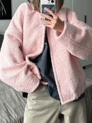 Buttoned Elasticity Pockets Solid Color Split-Joint Long Sleeves Loose Stand Collar Outerwear Jackets