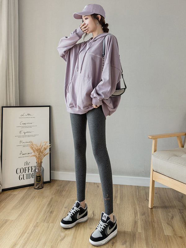 Casual Skinny Leg Letter Print Solid Color Leggings