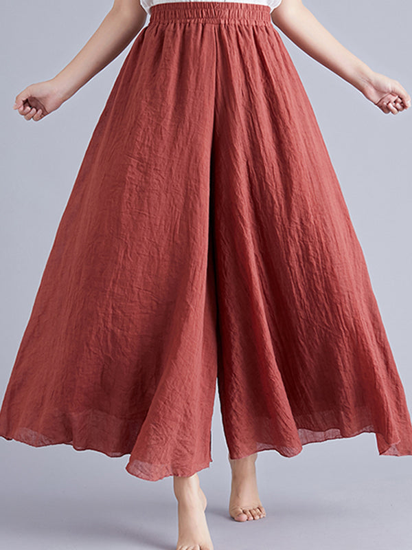 Elasticity Solid Color Loose Wide Leg Trousers Pants Culotte