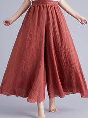 Elasticity Solid Color Loose Wide Leg Trousers Pants Culotte