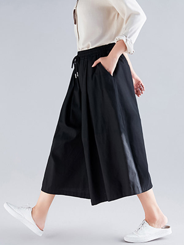 Urban Drawstring High Waisted Wide Leg Pants Culotte