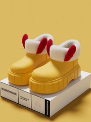 Round-Toe Split-Joint Velvet Home Wear Platform Shoes