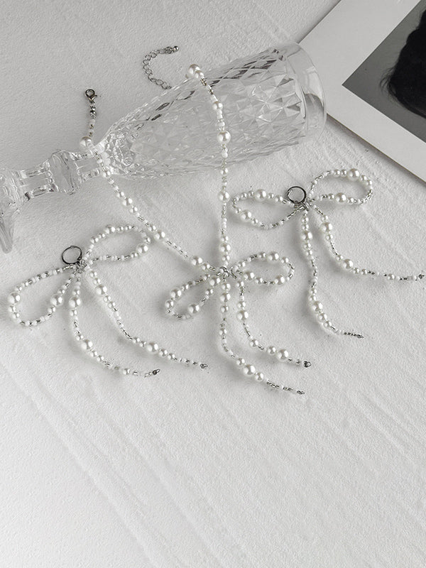 Bowknot Necklaces Accessories + Drop Earrings
