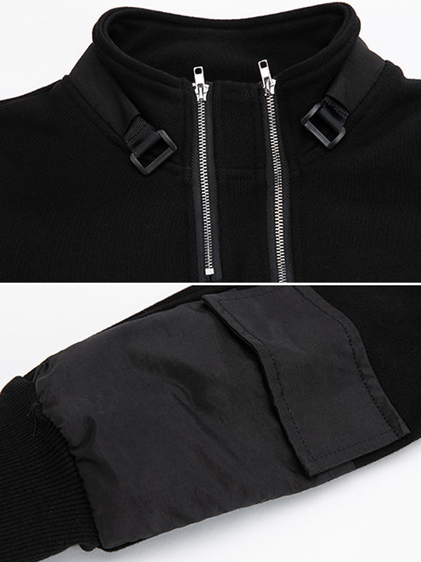 Urban Punk Stand Collar Split-Joint Zipper Sweatshirt
