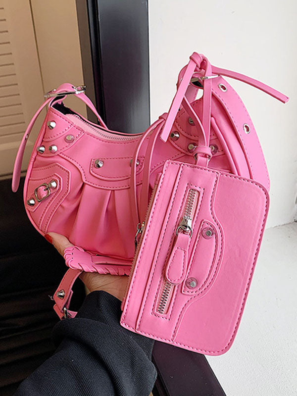 Rivet Zipper Crossbody Bags