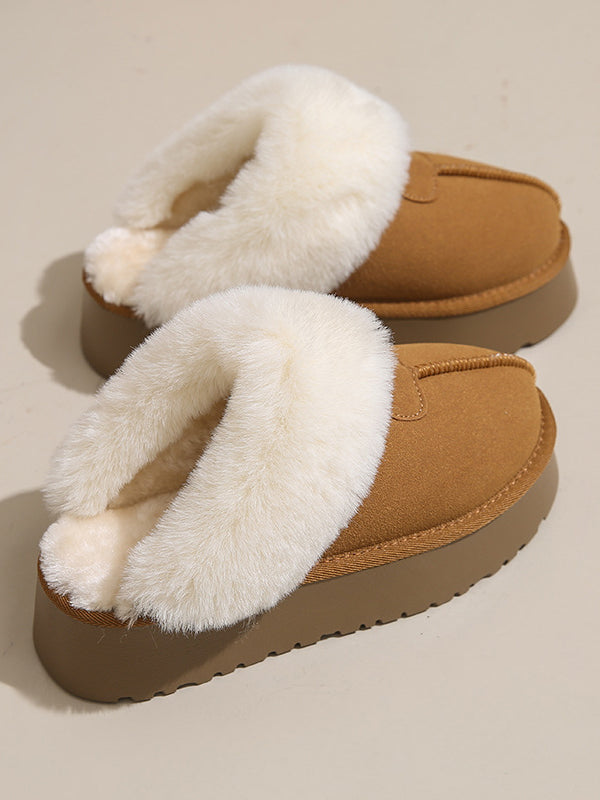 Round-Toe Split-Joint Slippers Platform Shoes